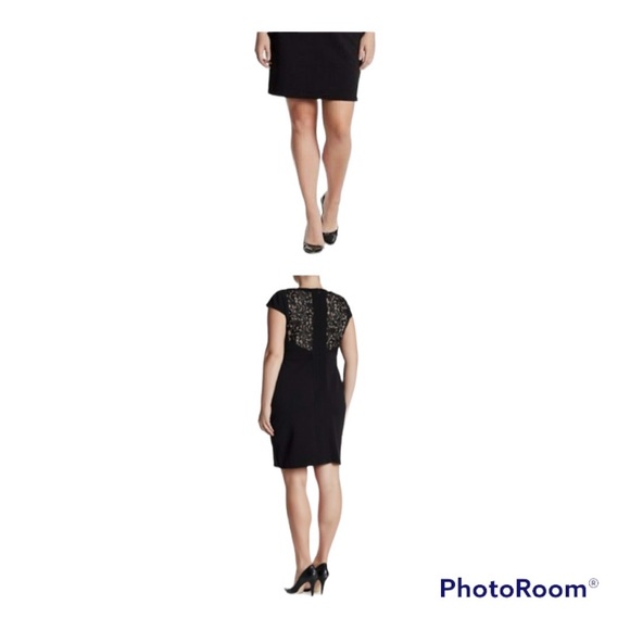 ADRIANNA PAPELL LACE & JERSEY TEXTURED SHEATH DRESS - Picture 2 of 8